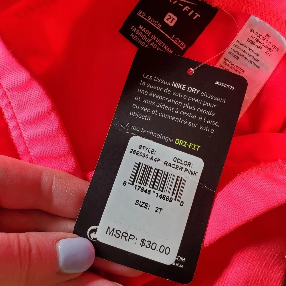 NWT Dri-Fit Nike Racer Pink Toddler Girl Leggings Size 2T